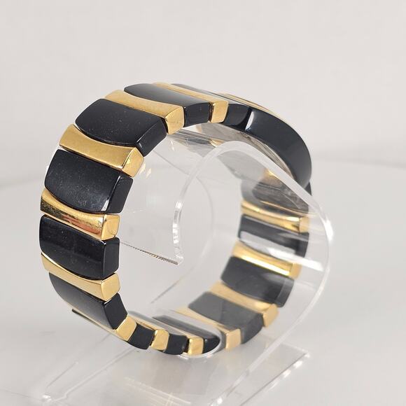 Joan Rivers Classics Women's Quartz Watch 25mm Oval Black Gold Stretch Bracelet - Picture 11 of 15